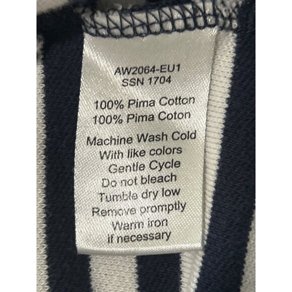 ATM Women's Stripped Dress Pima Cotton Cover-Up Pockets White Blue Size M - Picture 9 of 9